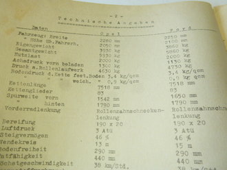 Merkblatt für den Lastkraftwagen 3t mit Gleisketten ( Maultier ). DIN A4, datiert 1943, 12 Seiten