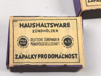 Schachtel Zündhölzer, Beschriftung auf Deutsch...