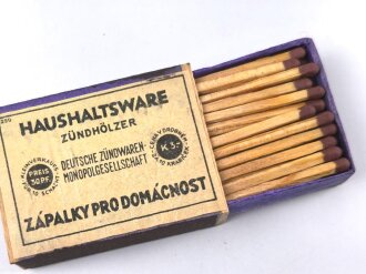 Schachtel Zündhölzer, Beschriftung auf Deutsch und Sudetisch, 1 Stück aus der originalen Umverpackung