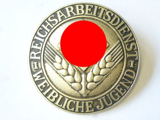 Brosche Reichsarbeitsdienst weibliche Jugend,Arbeitsmaid ( Pflicht ), silberfarben, Aluminium eloxiert