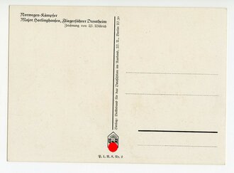 Luftwaffe, Ansichtskarte Norwegen-Kämpfer Major Harlinghausen, Fliegerführer Drontheim, mit eigenhändiger Unterschrift