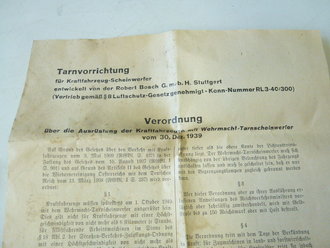 Tarnvorrichtung für Kraftfahrzeug Scheinwerfer , Hersteller Bosch. Neuwertiges Stück in der originalen Umverpackung mit Anleitungen, Durchmesser 11 cm