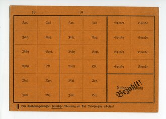 Mitgliedskarte Volkswohlfahrt Kreis Kaiserslautern, datiert 1935