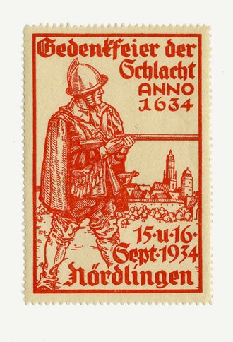 Werbemarke Gedenkfeier der Schlacht anno 1634, Nördlingen, 15./16. September 1934