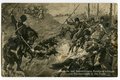 1. Weltkrieg, 3 patriotische Ansichtskarten "Deutsche Kavallerie Attacke" und "Flucht der Russen nach der Schlacht bei Tannenberg 1914"