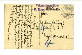 1. Weltkrieg, Feldpostexpedition K. Bayr. 11.Jhf. Div....