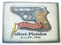 Verpackung mit Zubehör für Walther Polizei Pistole PP, die Bedienungsanleitung mit Druckvermerk von 1940