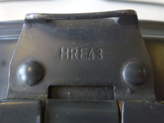 Kochgeschirr Wehrmacht datiert HRE43, Zusammengehöriges Stück mit dem sehr seltenen Einsatz, Originallack