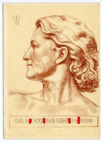 Willrichkarte "VDA Volksdeutsches Kameradschaftsopfer der deutschen Jugend - Deutsche Frau aus Nordschleswig ", datiert 1942