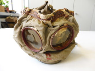 1.Weltkrieg, Gasmaske frühes Stück, Maskenkörperangetrocknet, Variante als Übungsmaske