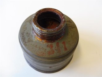 1.Weltkrieg, Gasmaskenfilter datiert 1917, Originallack