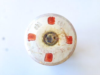 Rauchspurpatrone rot Wehrmacht, Abgeschossene, leere Aluminiumhülse datiert 1944