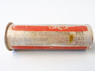 Rauchspurpatrone rot, Abgeschossene, leere Aluminiumhülse datiert 1940