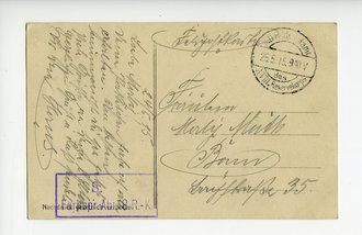 1.Weltkrieg, Feldpostkarte "Der Sargdeckel" oder "Kanonenberg bei Vernay (Ardennes)", datiert 1915