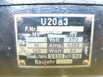Umformersatz U20a3 Baujahr 1944. Überlackiertes Stück. Funktion nicht geprüft