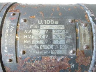 Umformer U100a , Baujahr 1943. Originallack, Funktion nicht geprüft. Kein Paketversand, wiegt ca. 40kg. Nur auf Palette oder an Selbstabholer
