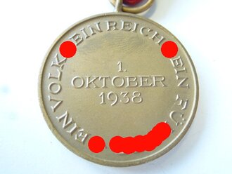 Anschlussmedaille 1.Oktober 38 mit Spange "Prager Burg"