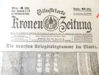 Österreich 1.Weltkrieg, Kronen Zeitung Österreich, datiert 22. November 1915