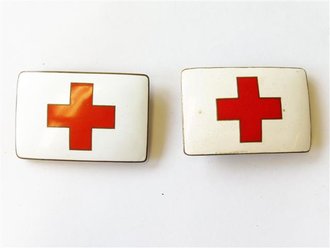 Freiwillige Krankenpflege, Paar emaillierte Kragenspiegel, Grösse je 60 x 40mm