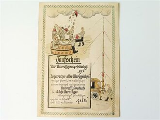 Taufschein "Beherrscher aller Morsezeichen - Unteroffizierstaufe", datiert 1935, Maße: 21 x 29,5 cm