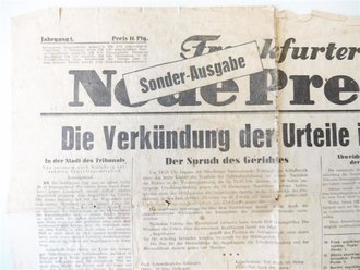 Frankfurter Neue Presse, Sonderausgabe "Die Verkündung der Urteile in Nürnberg",  datiert 1.10.1946