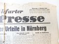 Frankfurter Neue Presse, Sonderausgabe "Die Verkündung der Urteile in Nürnberg",  datiert 1.10.1946