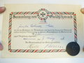 1.Weltkrieg, Goldschmuck Sammlungsurkunde sowie die eiserne Medaille datiert 1918