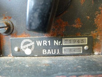 Wehrmacht Rundfunkempfänger 1, Originallack, datiert 1942, Funktion nicht geprüft
