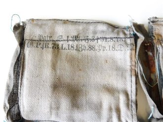 1.Weltkrieg Patronenbandolier, Extrem seltenes Stück da diese Bandoliere als zusätzlicher Patronenvorrat vor Angriffen ausgegeben wurden und nach Gebrauch weggeworfen wurden.Sehr guter Zustand, datiert 1918