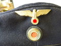 Kriegsmarine blaue Tellermütze, im Schweissband datiert 1940, guter Zustand