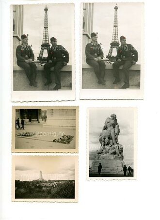 Fallschirmjäger auf Urlaub in Paris, 13 Fotos, Maße ca. 6cm x 9cm und Postkartenformat