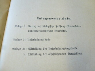 Die biologische Prüfung von kampfstoffverdächtigen oder entgifteten Lebens- und Futtermitteln datiert 1939. Komplett, 23 Seiten