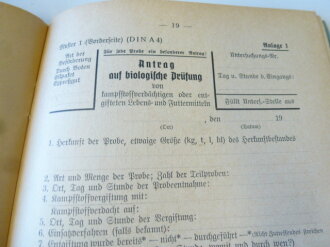 Die biologische Prüfung von kampfstoffverdächtigen oder entgifteten Lebens- und Futtermitteln datiert 1939. Komplett, 23 Seiten