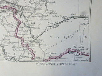 Landkarte 1.Weltkrieg Frankreich " Durchgangsstraßen im Armeegebiet"