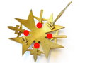 Spanienkreuz mit Schwertern in Gold. Hersteller L/15 ( Otto Schickle, Pforzheim )