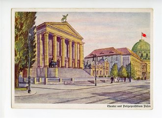 Ansichtskarte Theater und Polizeipräsidium Posen, datiert 1940