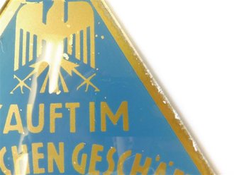 Glasschild für das Schaufenster " Kauft im...