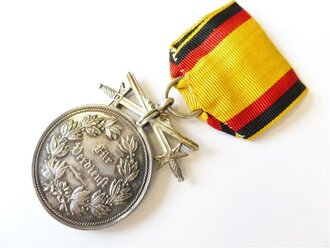 Reuss, Silberne Verdienstmedaille mit Schwertern am Band, im Etui