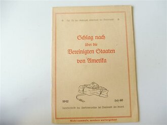 3 Stück Tornisterschriften der Wehrmacht, "Schlag nach über Ostasien, 1942, Heft 57", "Schlag nach über die Sowjetunion, 1941, Heft 53" und "Schlag nach über die Vereinigten Staaten von Amerika, 1942, Heft 60"