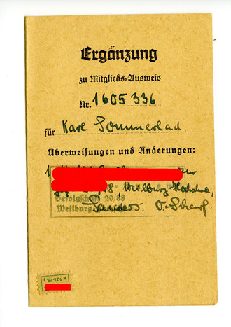 Ergänzung zum HJ Mitgliedsausweis Gefolgschaft 20/88 Weilburg, datiert 1938, Gefolgschaft 26/88