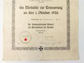 Panzerschiff Deutschland, Urkundengruppe eines Matrosen bestehend aus Verleihungsurkunden zum Spanien Kreuz in Bronze , Medaille Erinnerung 1.Oktober sowie Medaille Memelland