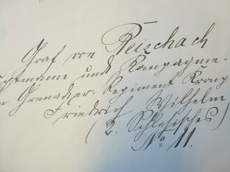 Ritterschlag des Johanniterordens in der Ordensstadt Sonnenburg 1904, grossformatige Mappe mit 16 Hartkartonseiten, 4 Einzelfotos sowie der Namensliste der den Ritterschlag empfangenden., dazu ein Anschreiben des Grafen von Reischach, sehr dekorativ