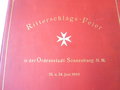 Ritterschlag des Johanniterordens in der Ordensstadt Sonnenburg 1904, grossformatige Mappe mit 16 Hartkartonseiten, 4 Einzelfotos sowie der Namensliste der den Ritterschlag empfangenden., dazu ein Anschreiben des Grafen von Reischach, sehr dekorativ