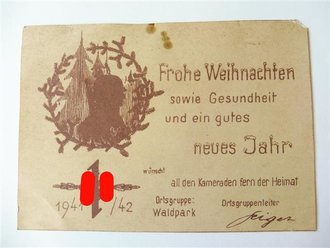 Postkarte Frohe Weihnachten 1941 der Ortsgruppe Waldpark