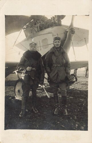 1.Weltkrieg, Foto Besatzung vor Flugzeug, Postkartengrösse