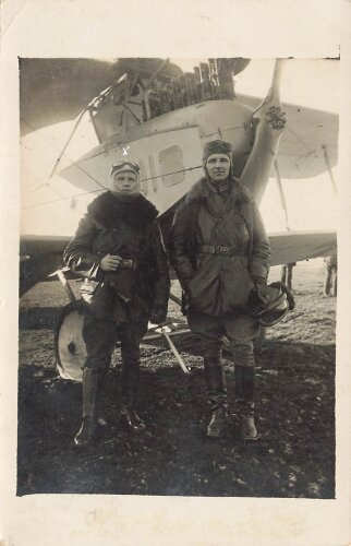 1.Weltkrieg, Foto Besatzung vor Flugzeug, Postkartengrösse