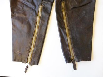 Luftwaffe, Lederhose Reichsverteidigung, die Taschen leider entfernt, alle Reissverschlüsse gängig, Leder weich, Bundweite 82 cm