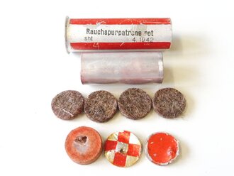 Rauchspurpatrone rot, komplett delaboriert, frei von jeglichen Gefahrstoffen, datiert 1942