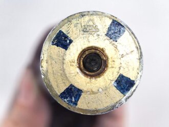 Rauchspurpatrone Blau, komplett delaboriert, frei von jeglichen Gefahrstoffen, datiert 1940