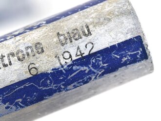 Rauchspurpatrone Blau, komplett delaboriert, frei von jeglichen Gefahrstoffen, datiert 1942